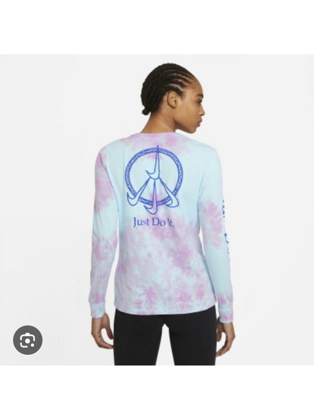 Nike Peace Sign Tie Dye Long Sleeve Shirt Back And Arm Hit
